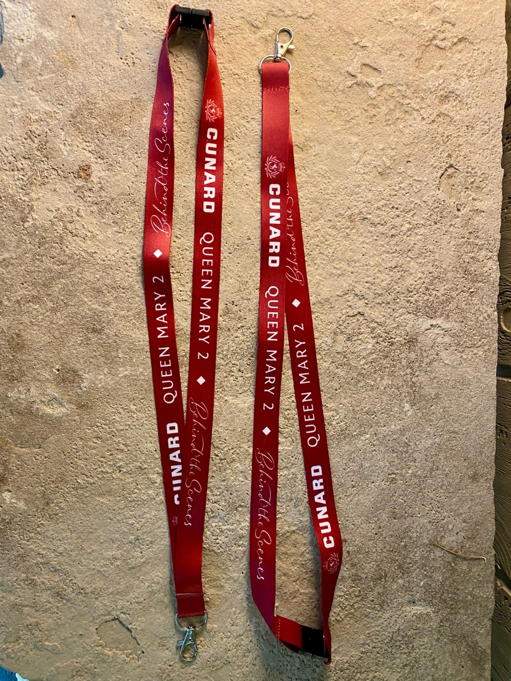 Set of two Cunard Queen Mary 2 Burgundy Lanyard Key & Card Holders
